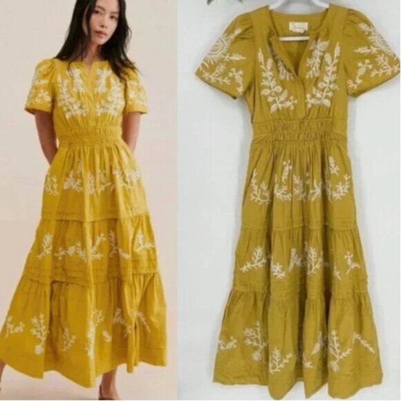 Anthropologie The Somerset Dress Small Embroidered Forest Fairy Maxi Boho Grunge - Picture 1 of 16